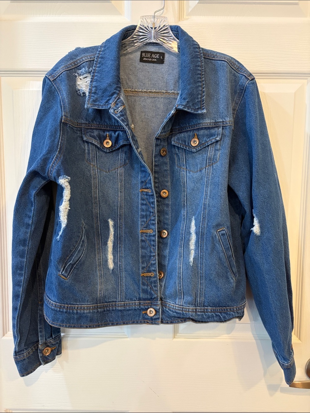 Blue Age Distressed Blue Denim Jacket - Women